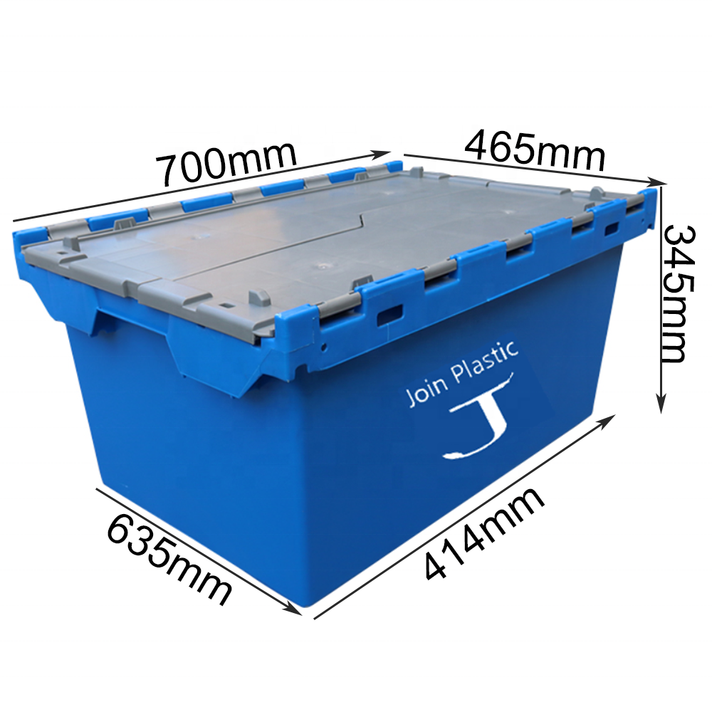 Tote Box - Attached Lid Container - 710x460x368mm - Exporta